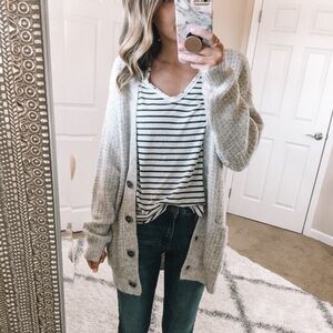 Socialite Nordstrom Gray Light-weave Button Cardigan